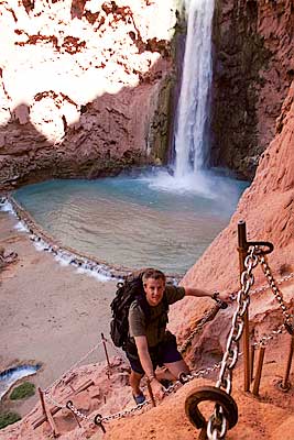IMG_0378 Getting to the bottom of mooney Falls requires an interesting climb down a sheer wall.